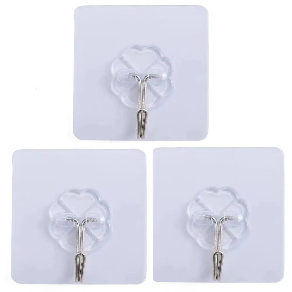 1/3Pcs Transparent Self Adhesive Hooks Seamless Wall Hangers Waterproof Oilproof Reusable Hanging Hook for Kitchen Bath