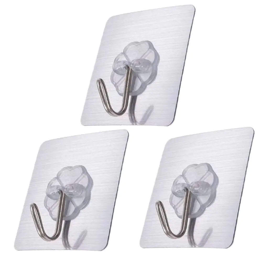 1/3Pcs Transparent Self Adhesive Hooks Seamless Wall Hangers Waterproof Oilproof Reusable Hanging Hook for Kitchen Bath