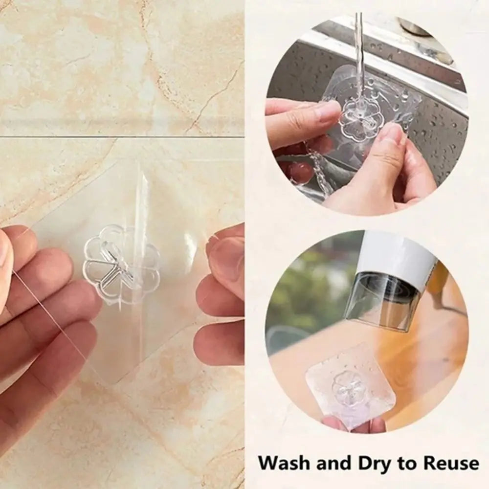 1/3Pcs Transparent Self Adhesive Hooks Seamless Wall Hangers Waterproof Oilproof Reusable Hanging Hook for Kitchen Bath