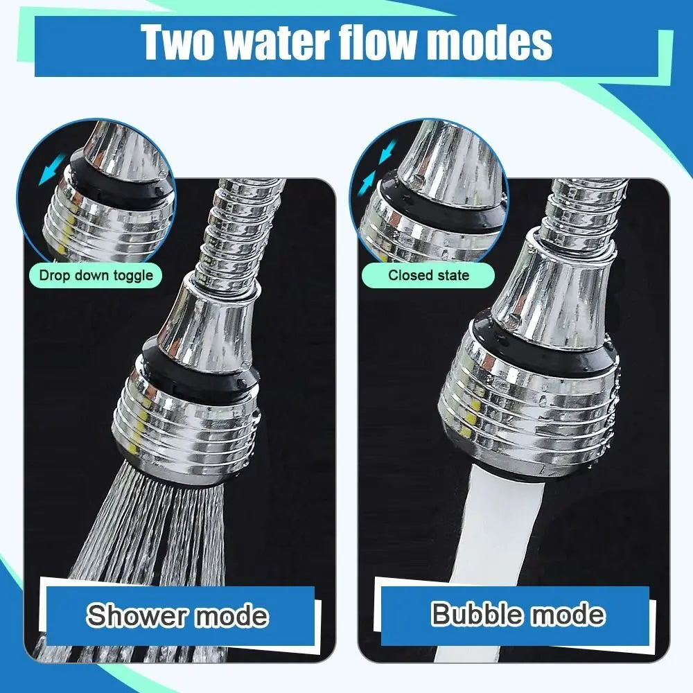 1Set Dual Mode Booster Nozzle Extender 360 Degree Faucet Water Saver Universal Rotating Bubbler Bathroom Kitchen Tools Dual Mode