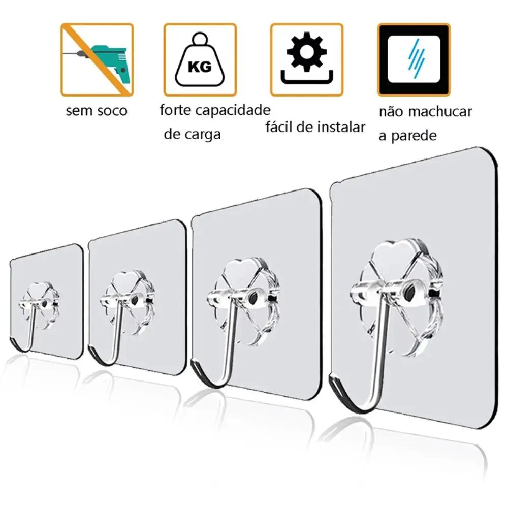 1/3Pcs Transparent Self Adhesive Hooks Seamless Wall Hangers Waterproof Oilproof Reusable Hanging Hook for Kitchen Bath