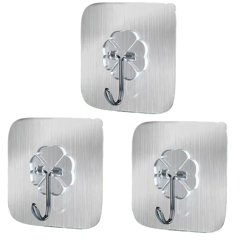 1/3Pcs Transparent Self Adhesive Hooks Seamless Wall Hangers Waterproof Oilproof Reusable Hanging Hook for Kitchen Bath