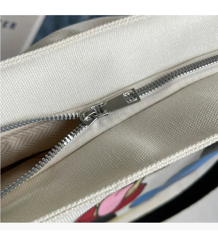 Disney Mickey Mouse Cartoon Large Capacity Canvas Shoulder Bag Female Cute Tote Student School Bag Minnie Handbag
